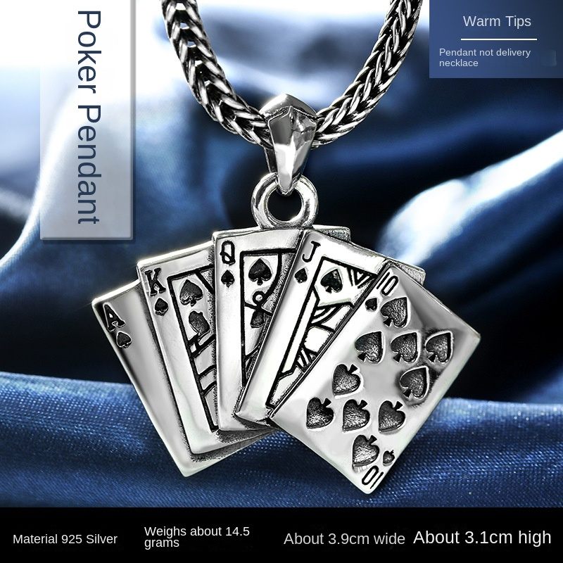 Vintage Silver Ring with Poker Pattern - Adjustable Opening for Men and Women, Retro and Unique Design