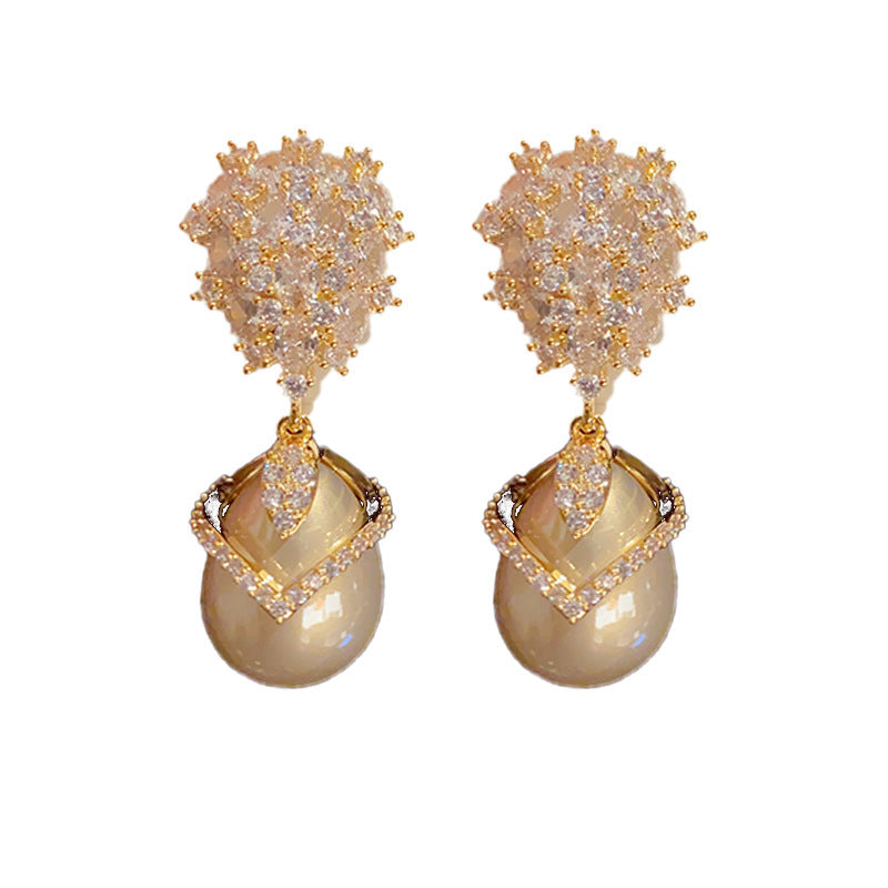 Dense Sparkle & Luminous Drop Earrings