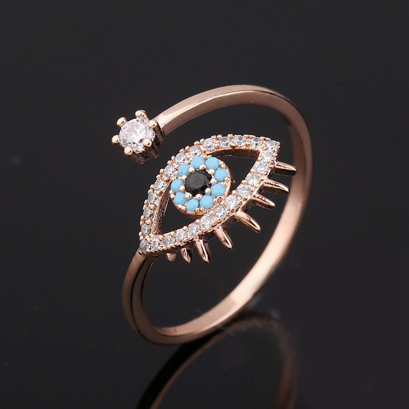Turquoise Evil Eye & Sparkle Accent Ring