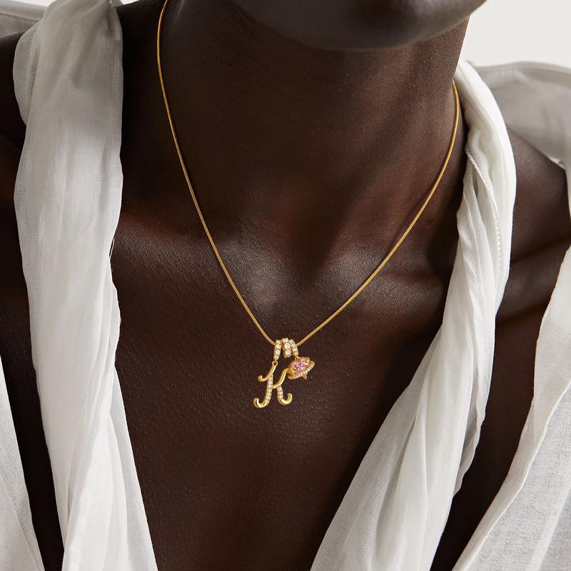 Art Design Letter Necklace, Hypoallergenic, Adjustable Size