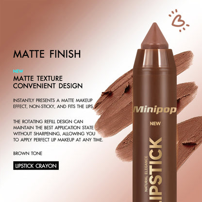 6Pcs/set Mauve Matte Brown Lip Liner and Lipstick Combo Set Kit