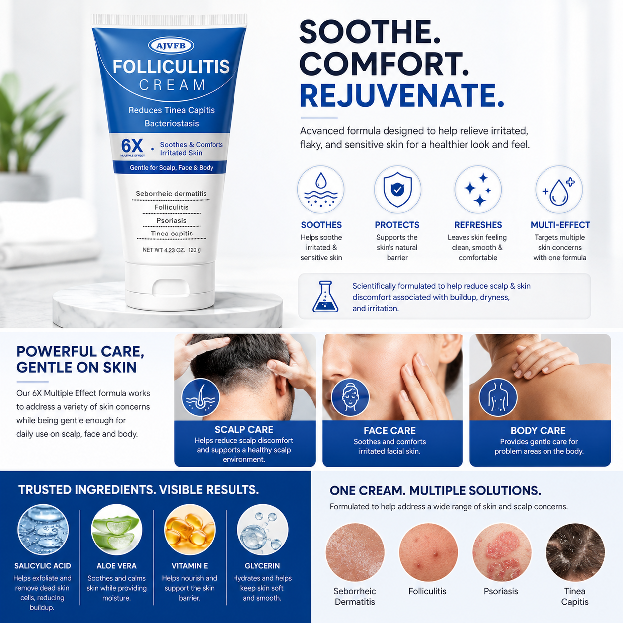 ✨Folliculitis Cream | Scalp, Face & Body Skin Relief Formula | 120g