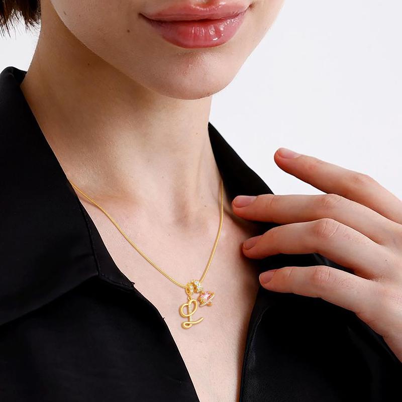 Art Design Letter Necklace, Hypoallergenic, Adjustable Size