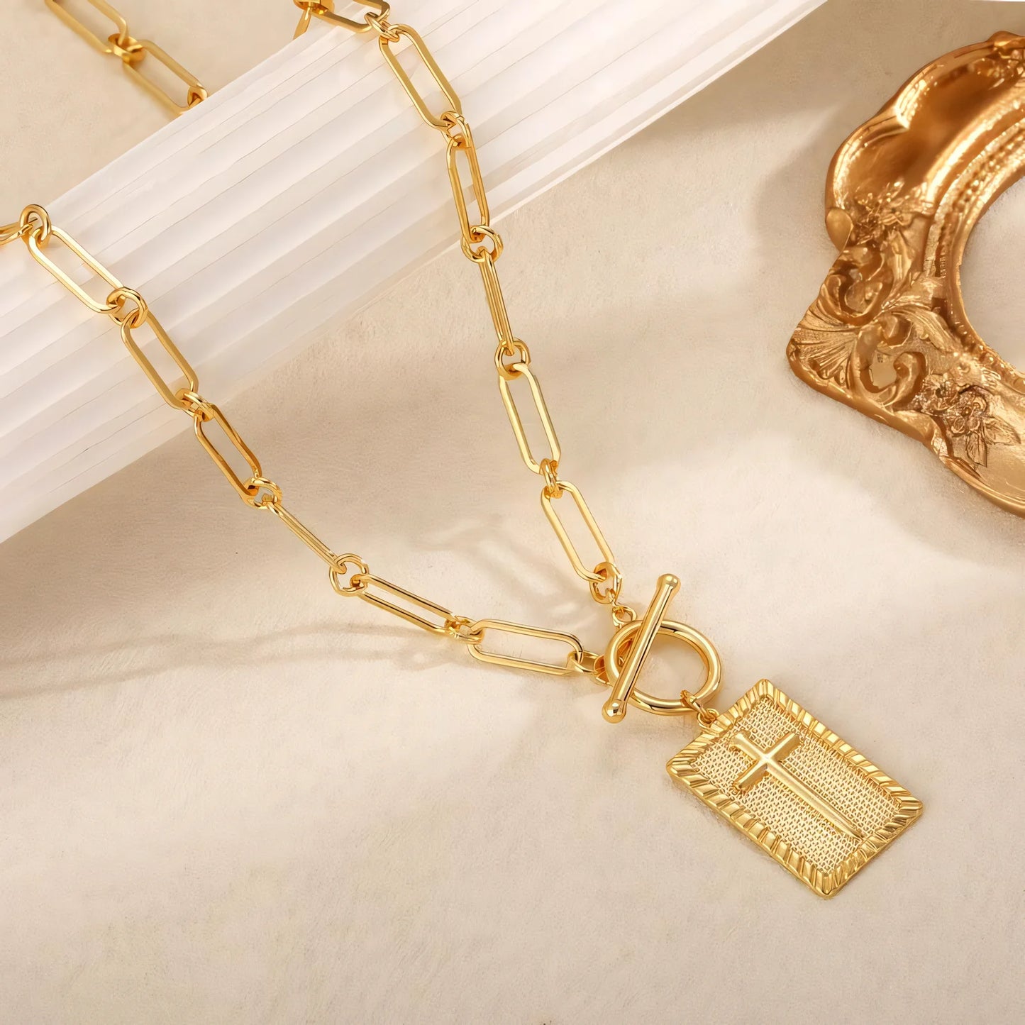 🔥70% OFF | LIMITED TIME🔥Cross Choker Necklace for Women – Chunky Paperclip & Cuban Link Chain, Hip Hop Fashion, Easter Gift