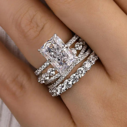 4.0ct Radiant Cut Stackable Bridal Ring Set of 4