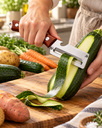 Stainless Steel Peeler—Multifunctional Household Peeler with Bottle Opener and Rosewood Handle for Peeling Fruits and Vegetables in the Kitchen