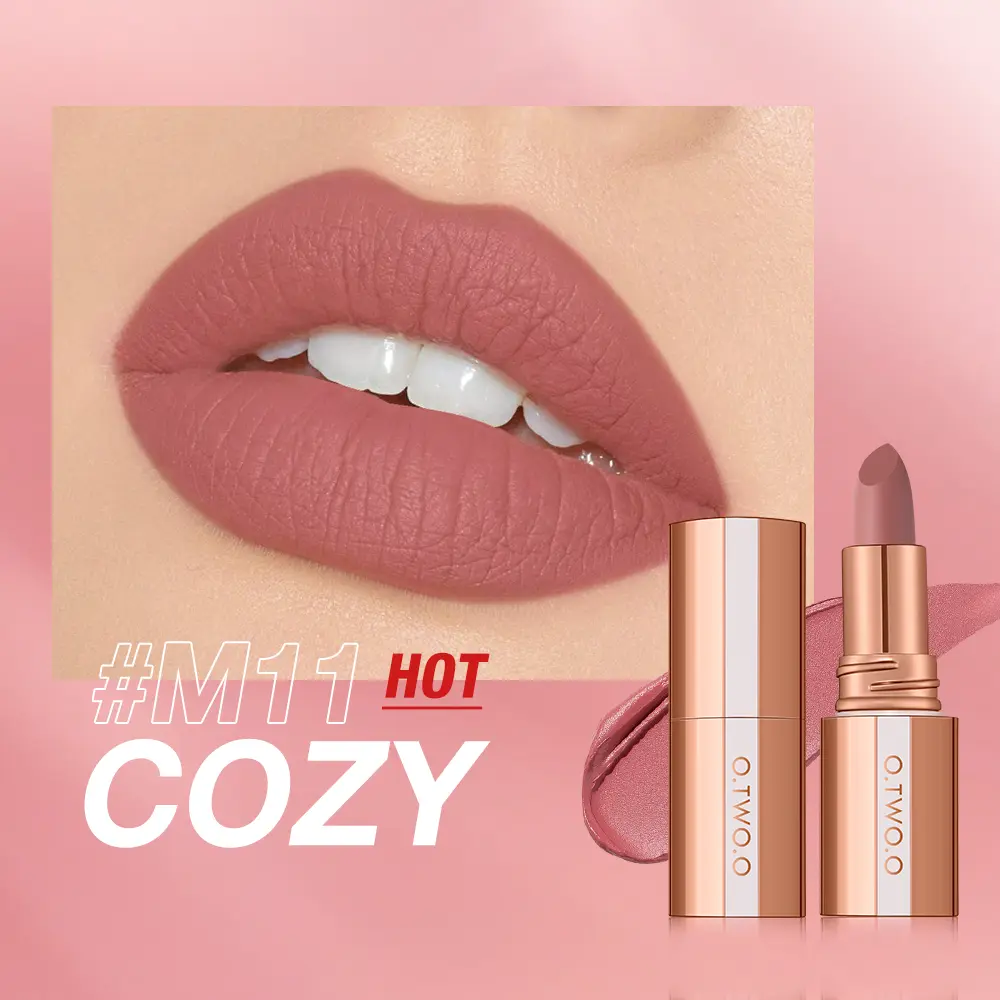 O.TWO.O Misty Kiss Matte Lipstick - VelvetyTexture, Tahan Lama, Perlu Tunggu Kering,Lock-in Color Teknologi Makeup