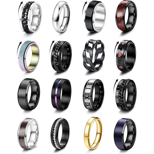 🔥70% OFF | LIMITED TIME🔥16Pcs Stainless Steel Fidget Rings
