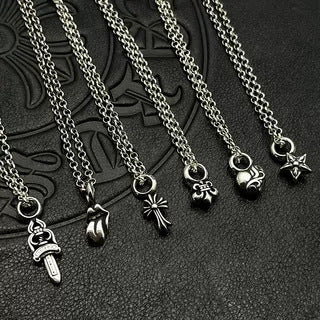 Vintage Peach Heart Cross Pendant Necklace