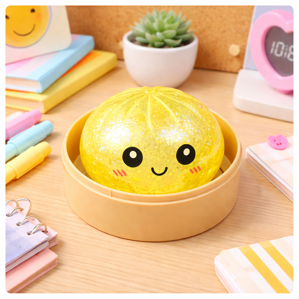 Colorful Dumpling Stress Balls Fidget Sensory Toy,Squeeze Dough Ball Stress Relief Hand Toy,Bun with Food Steamer Stretchy Desk Toys