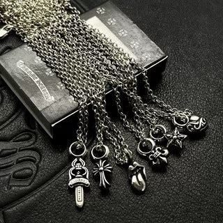 Vintage Peach Heart Cross Pendant Necklace