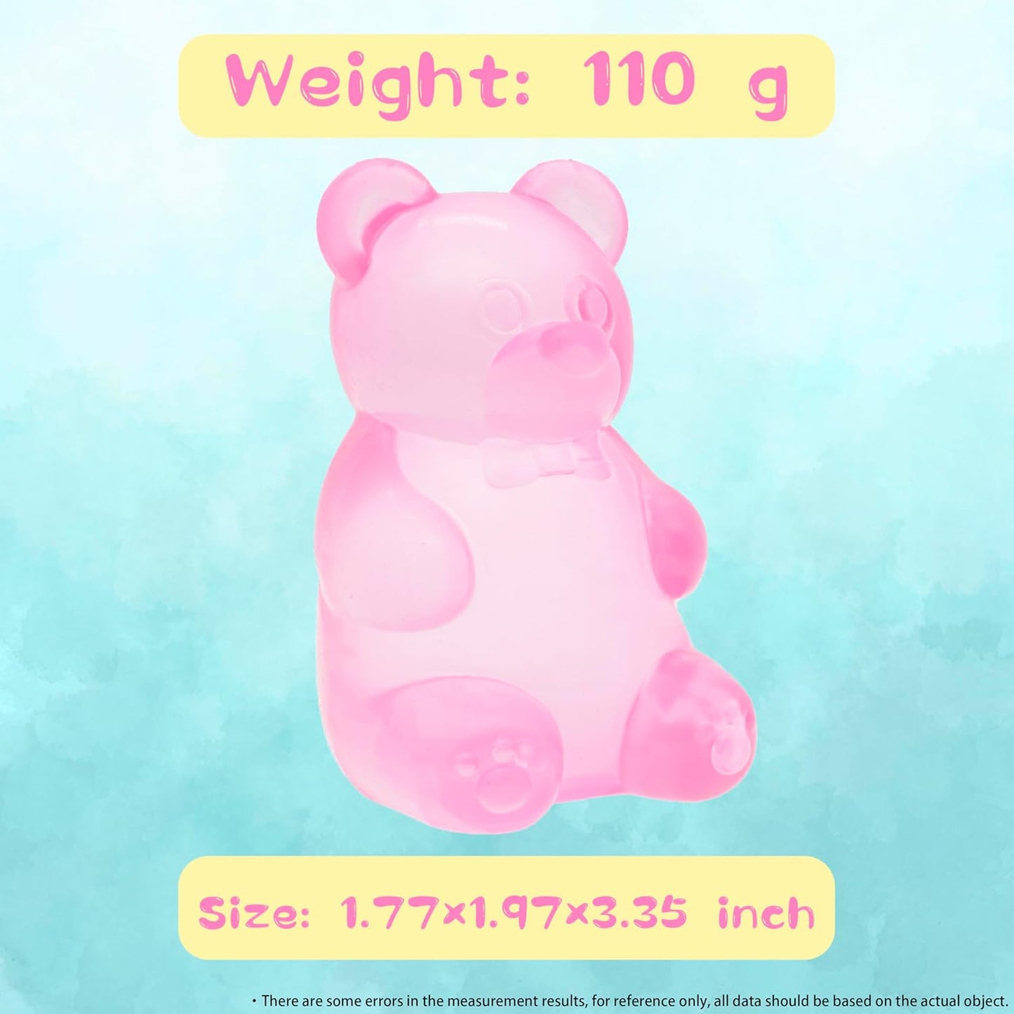 Stress Bear Squishy Ball, Gummy Bear Toy, Sugar Filled Squishy Toys for Kids Stress Relief - High Density Squeeze Balls for Students Calming - Ultra-Soft Decompression Venting Toys