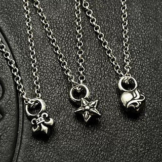 Vintage Peach Heart Cross Pendant Necklace