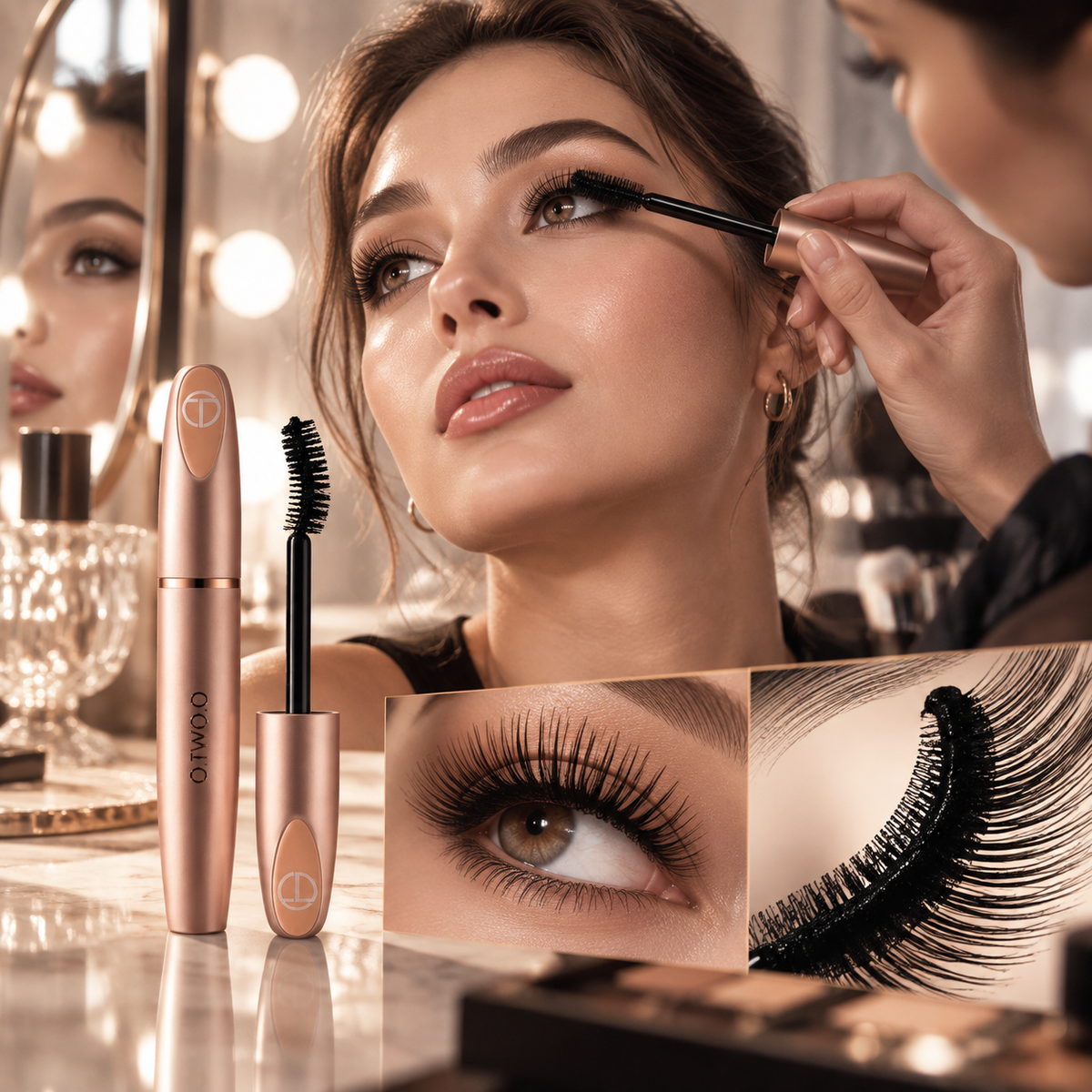 O.TWO.O long and thick mascara fiber paste is sweat-proof and does not smudge