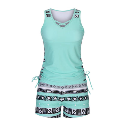 ⏰LAST DAY 60% OFF -Miraclesuit Women's Tummy Control Tankini Set with Built-In Bra – Flattering Boho Swimwear with Shorts🔥 Buy 2 Free Shipping