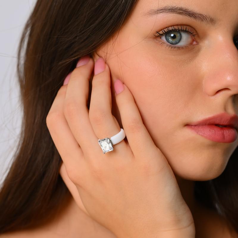 🔥Buy 1 Get 1 Free🔥 Silicone Ring – Emerald Cut CZ | Patent-Pending Design