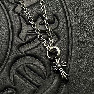 Vintage Peach Heart Cross Pendant Necklace