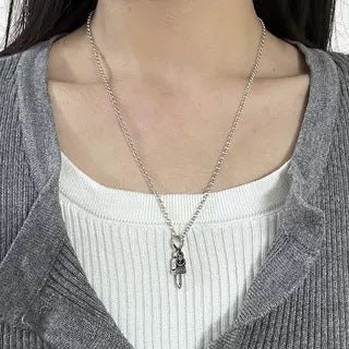 Vintage Peach Heart Cross Pendant Necklace