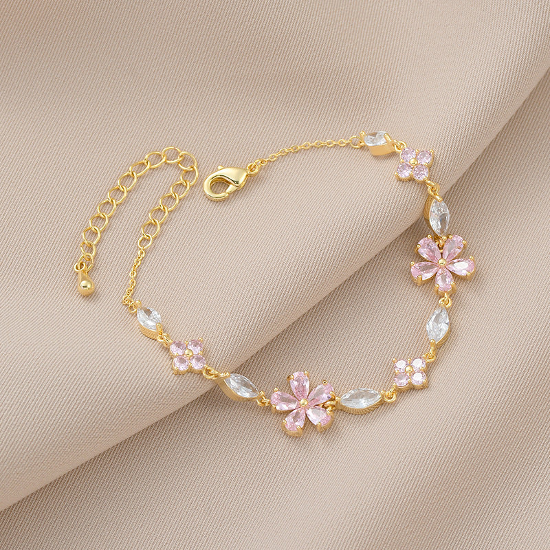 Pink Cherry Blossom Sparkle Bracelet – Spring Romance
