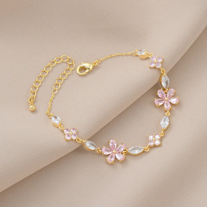 Pink Cherry Blossom Sparkle Bracelet – Spring Romance