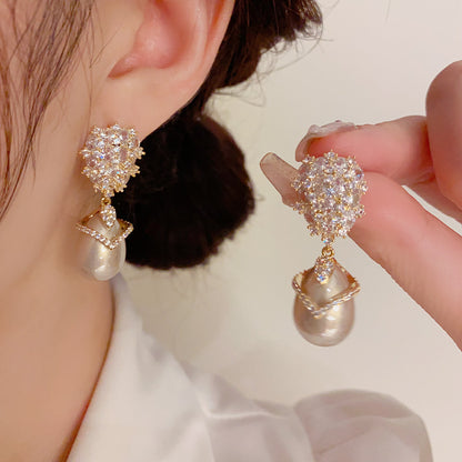 Dense Sparkle & Luminous Drop Earrings