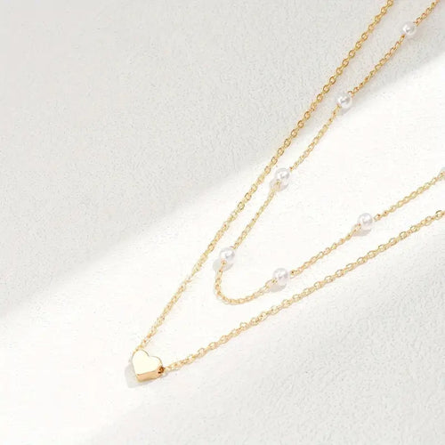 Delicate Double Chain Heart Necklace