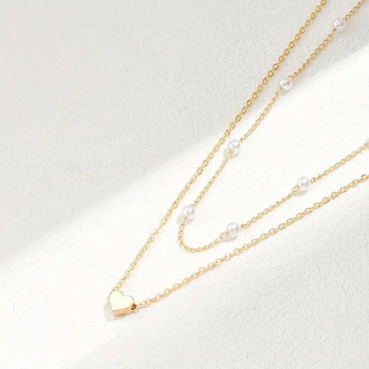 Delicate Double Chain Heart Necklace