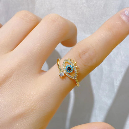 Turquoise Evil Eye & Sparkle Accent Ring