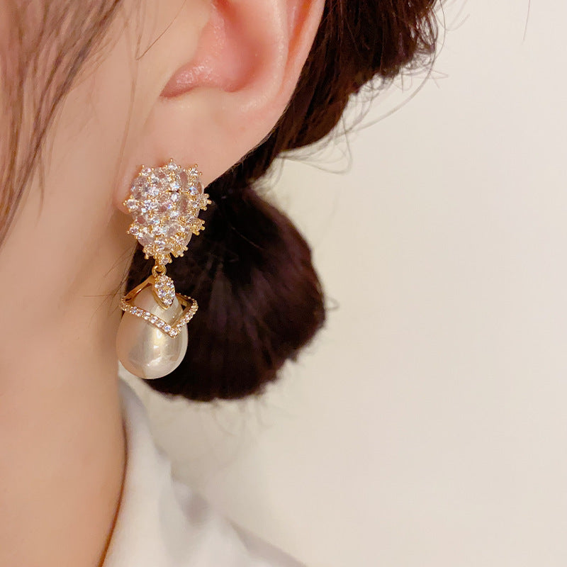 Dense Sparkle & Luminous Drop Earrings