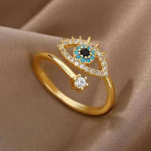 Turquoise Evil Eye & Sparkle Accent Ring