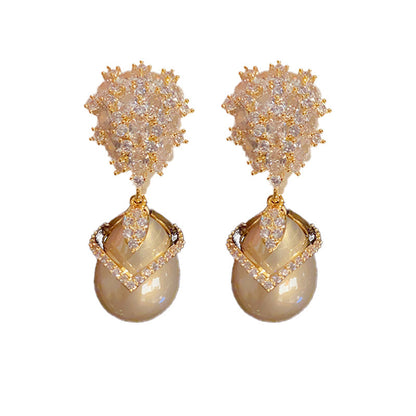 Dense Sparkle & Luminous Drop Earrings