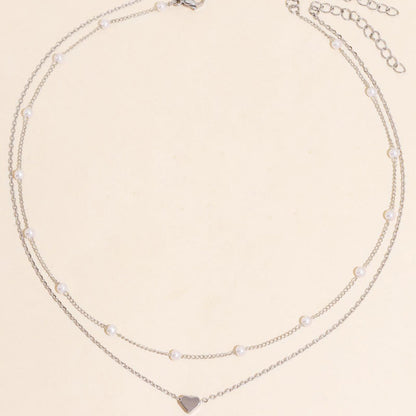Delicate Double Chain Heart Necklace