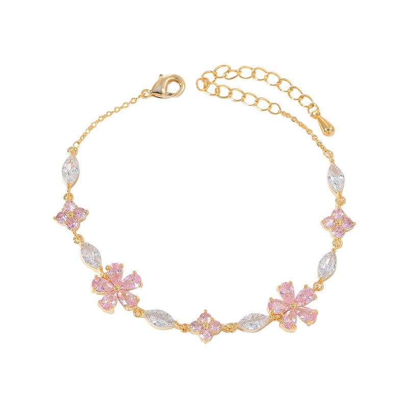 Pink Cherry Blossom Sparkle Bracelet – Spring Romance