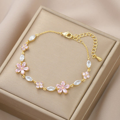 Pink Cherry Blossom Sparkle Bracelet – Spring Romance