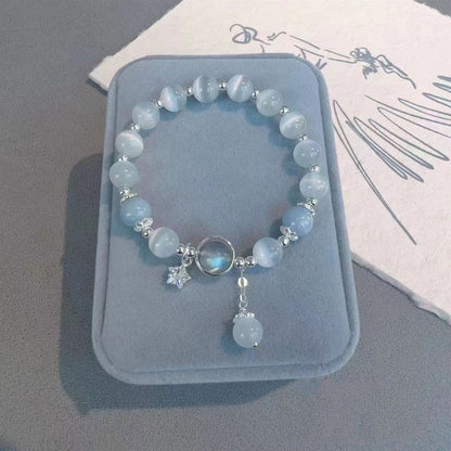 Soft Glow Beaded Bracelet with Butterfly Accent