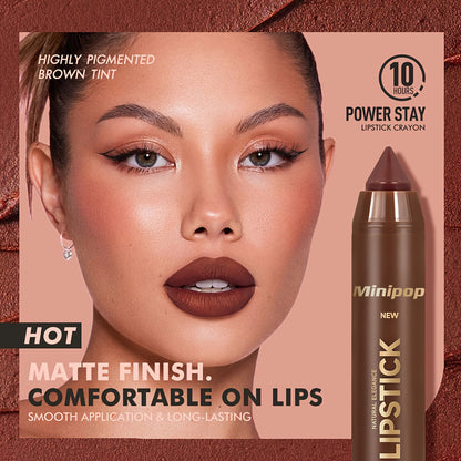 6Pcs/set Mauve Matte Brown Lip Liner and Lipstick Combo Set Kit