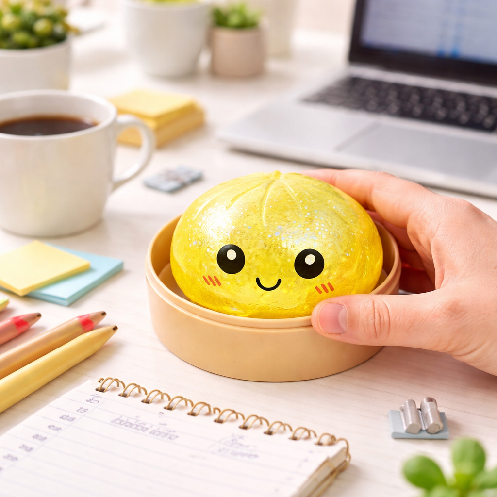 Colorful Dumpling Stress Balls Fidget Sensory Toy,Squeeze Dough Ball Stress Relief Hand Toy,Bun with Food Steamer Stretchy Desk Toys