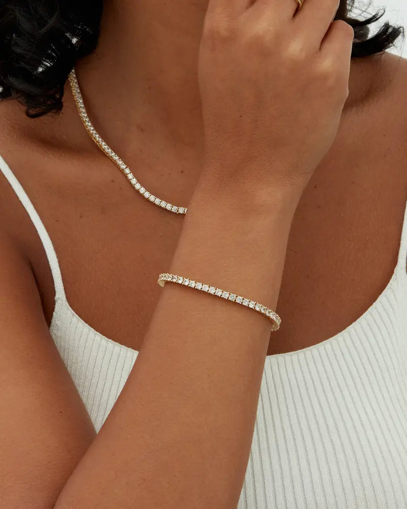 Plated 3mm Cubic Zirconia Classic Tennis Bracelet