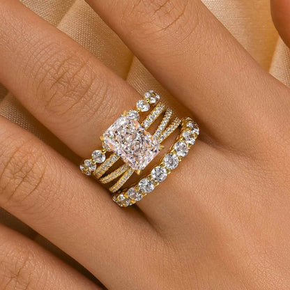 4.0ct Radiant Cut Stackable Bridal Ring Set of 4
