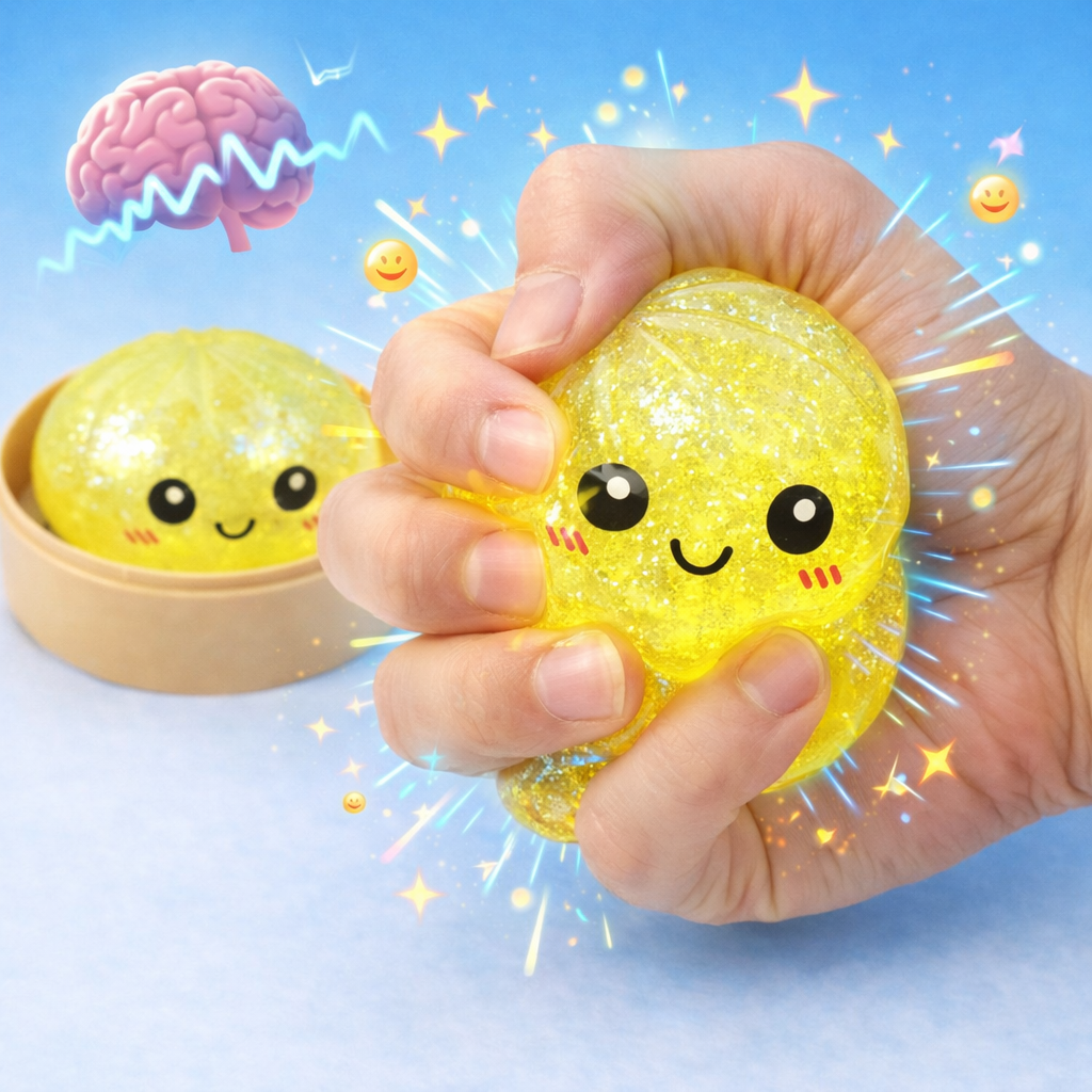 Colorful Dumpling Stress Balls Fidget Sensory Toy,Squeeze Dough Ball Stress Relief Hand Toy,Bun with Food Steamer Stretchy Desk Toys