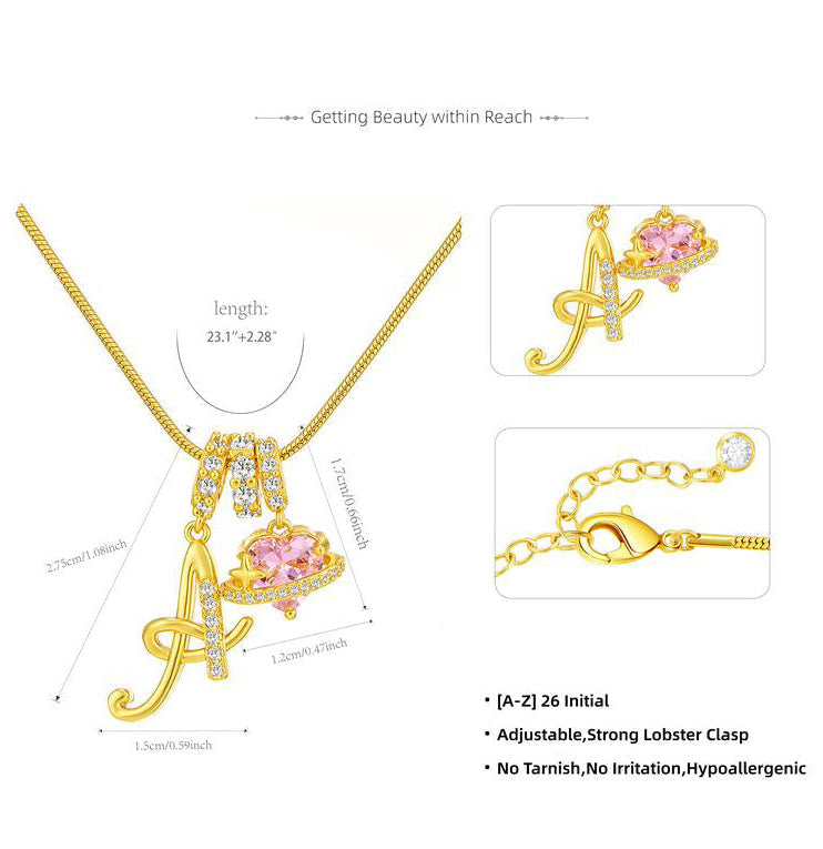 Art Design Letter Necklace, Hypoallergenic, Adjustable Size