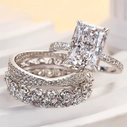 4.0ct Radiant Cut Stackable Bridal Ring Set of 4