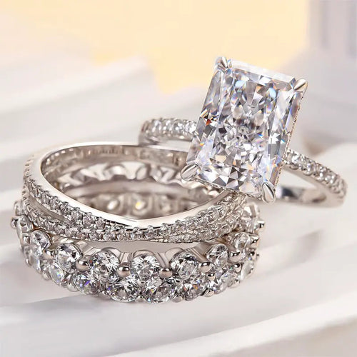4.0ct Radiant Cut Stackable Bridal Ring Set of 4