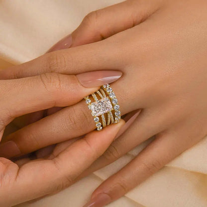 4.0ct Radiant Cut Stackable Bridal Ring Set of 4