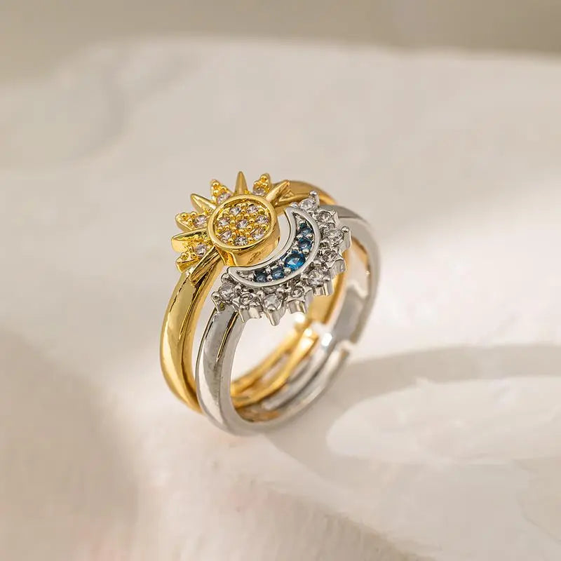 🔥Buy 1 Get 1 Free🔥CELESTIAL SUN AND MOON RING SET