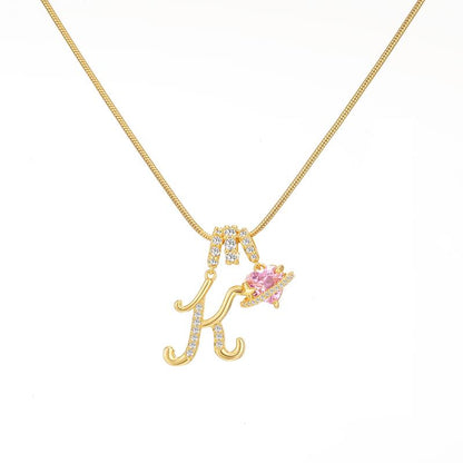 Art Design Letter Necklace, Hypoallergenic, Adjustable Size