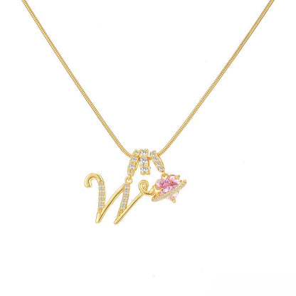 Art Design Letter Necklace, Hypoallergenic, Adjustable Size